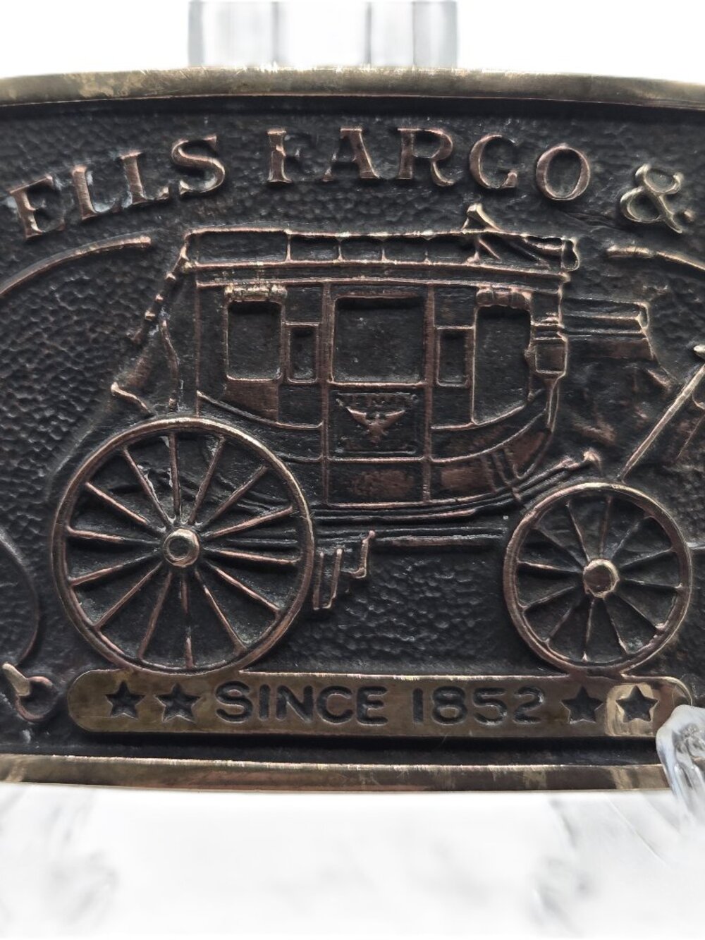 WELLS FARGO & COMPANY 1973  Brass Metal Belt Buckle #WDC256 3" X 2"